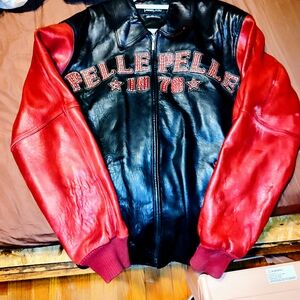 Pelle Pelle Black and Red Varsity Bomber Jacket